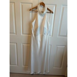 Jenny Yoo Nicolette Luxe Satin Halter Dress Ivory Maxi Size 20 NWT Bridal Formal